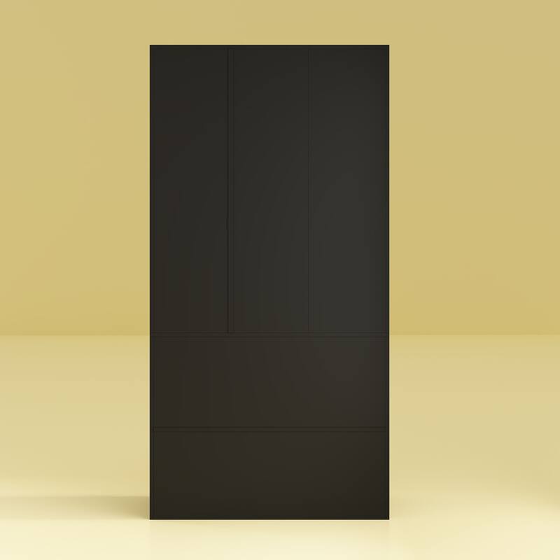 Wardrobe Closet Armoire wi/Mirror & Scalable Hanging Rod Space Saving