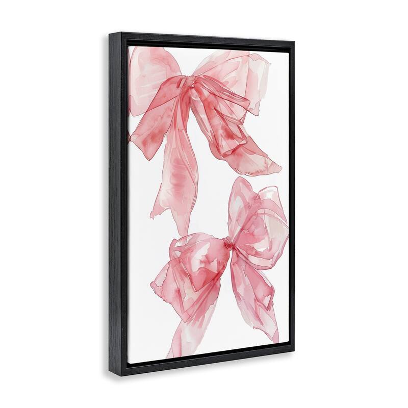 Stupell Sheer Pastel Pink Bows Framed Floater Canvas Wall Art Design By LSR Design Studio