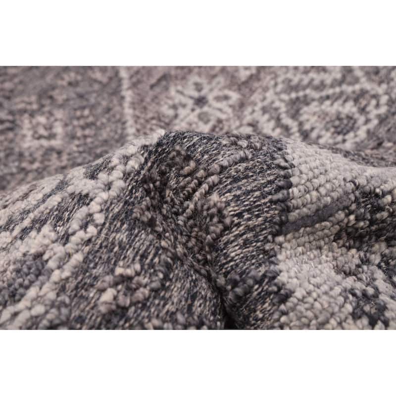 ECARPETGALLERY Hand-knotted Tangier Dark Grey Wool Rug - 5'4 x 7'7