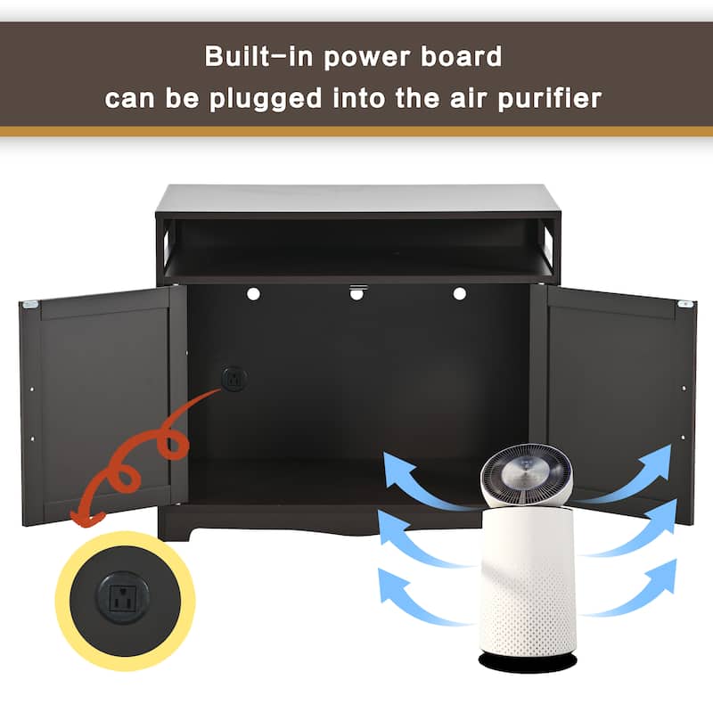 Cat Litter Box Enclosure with 2 Doors and Hidden Plug,Espresso