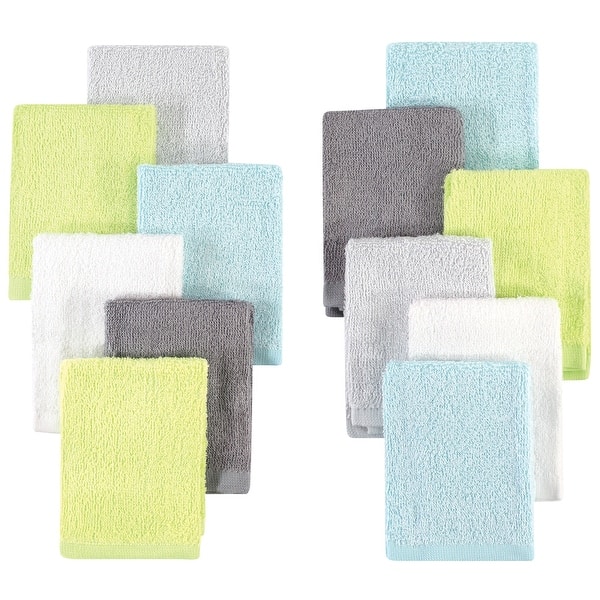 slide 1 of 1, Hudson Baby Infant Boy Rayon from Bamboo Woven Washcloths 12pk, Gray Mint Lime, One Size - Gray Mint Lime - One Size One Size - Gray Mint Lime
