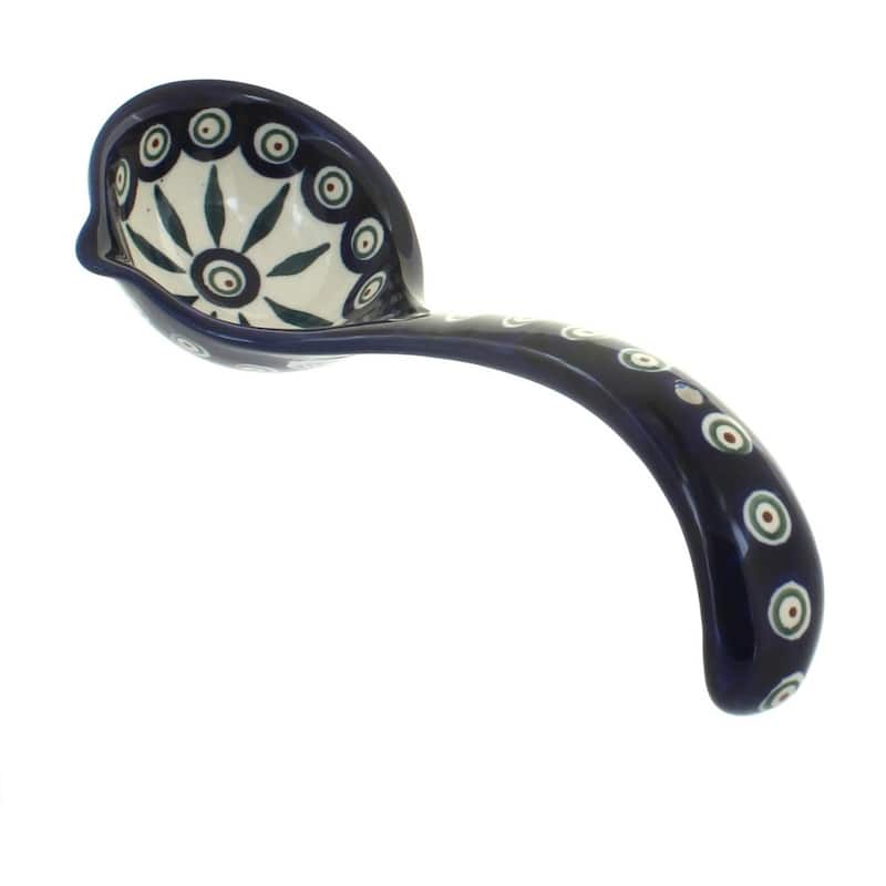 Blue Rose Polish Pottery 1367 Zaklady Soup Ladle - Peacock