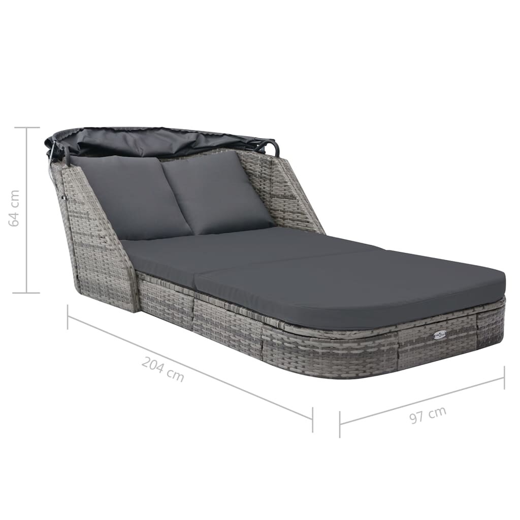 Sun Lounger with Canopy Anthracite - Overstock - 35111817