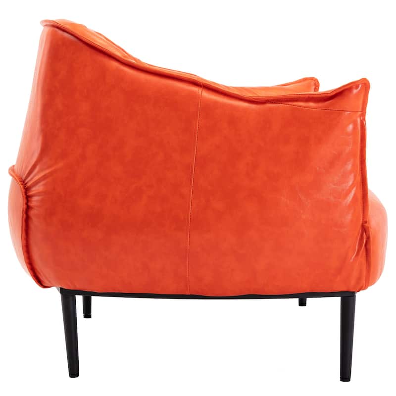 KINWELL 33" Wide Faux Vegan Leather Upholstery Barrel Chair