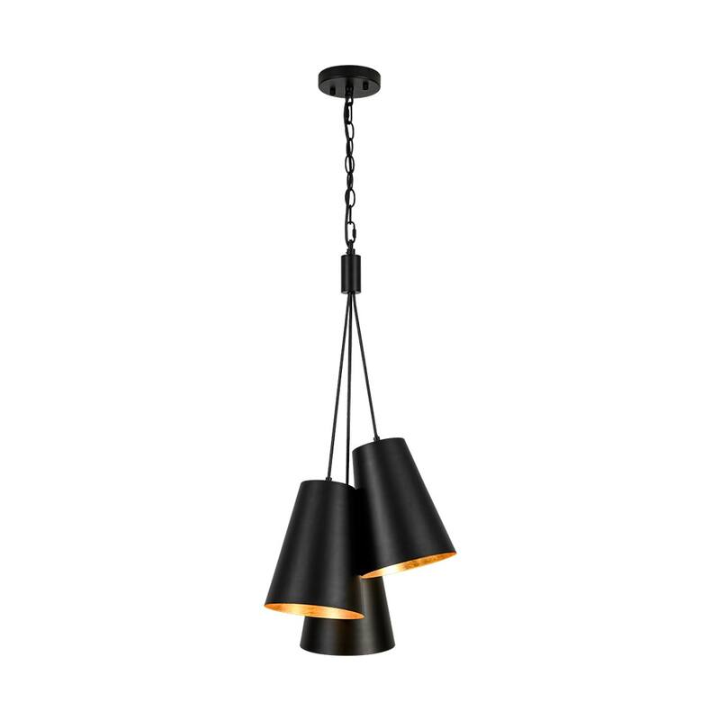 Scandinavian 3-Light Cluster Iron Cone Shade Pendant Chandelier