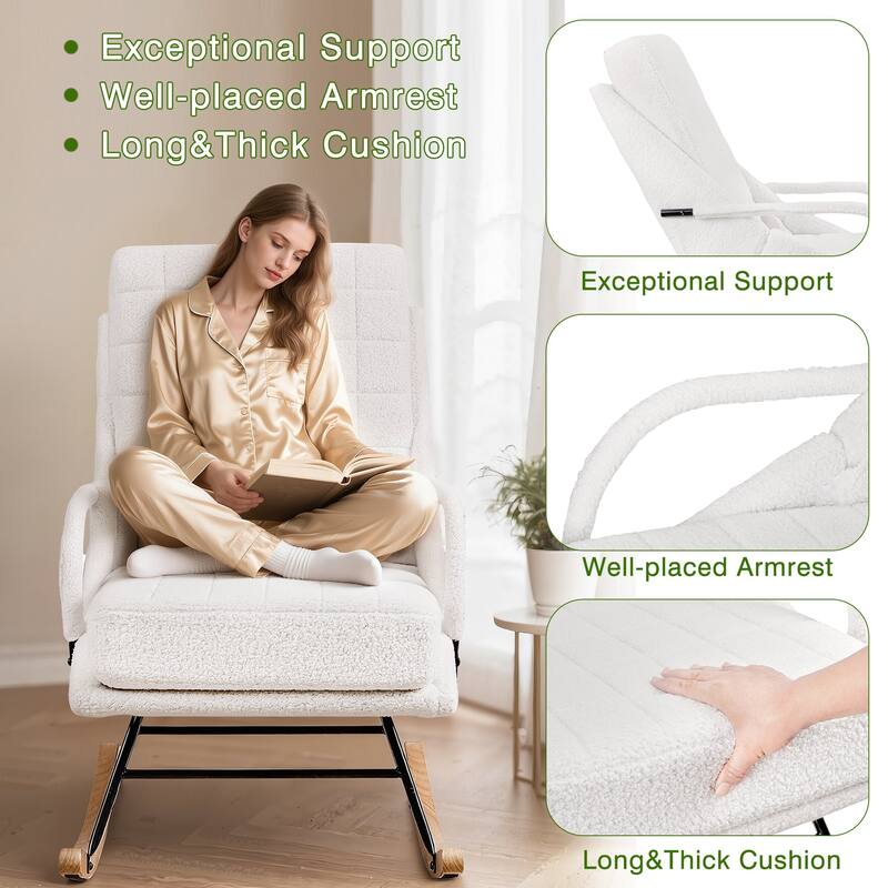 Javlergo Nursery Rocking Chair Upholstered Modern Rocking chair with Wingback & Armrest Tall Back Accent Glider Rocker Chairs