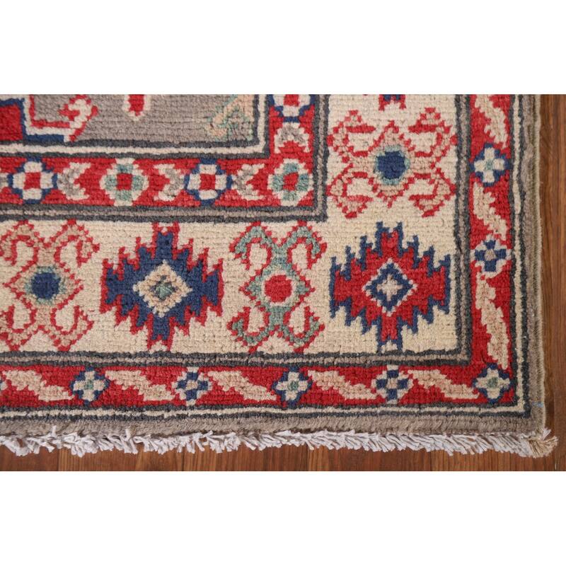 Hand Knotted Oriental 100% Wool Carpet Traditional Geometric Brown Kazak Runner Rug - 15' 11'' X 2' 8''