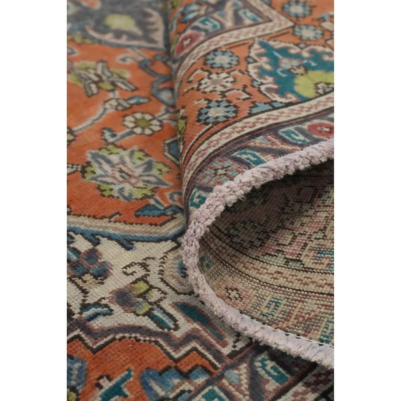 Hand Knotted Oriental 100% Wool Carpet Traditional Floral Oranges & Rust Tabriz Area Rug - 6' 0'' X 4' 6''