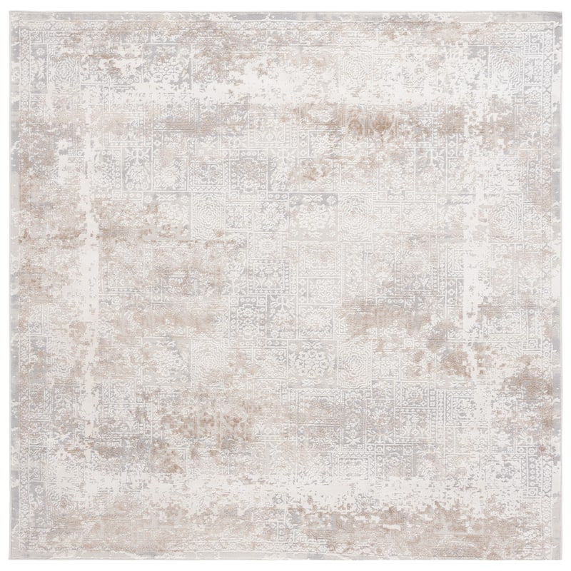 SAFAVIEH Hanna Loriann Contemporary Rug - 6'7" Square - Ivory Grey/Beige
