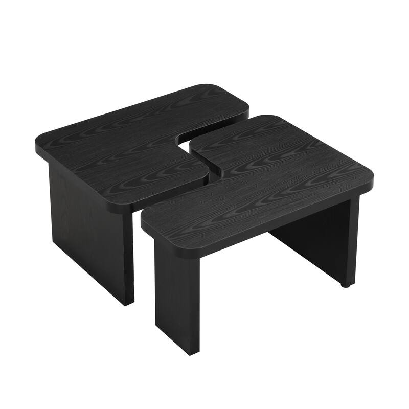 GDFStudio - Carter L-Shaped Farmhouse Coffee Table with Detachable Design