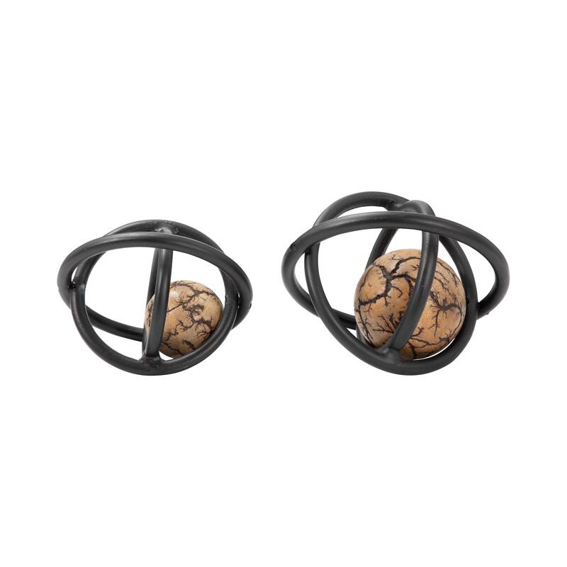 Sagebrook Home 7/8" Solaro Metal Orbs, Decorative Centerpiece Home Decor Accents, Set of 2