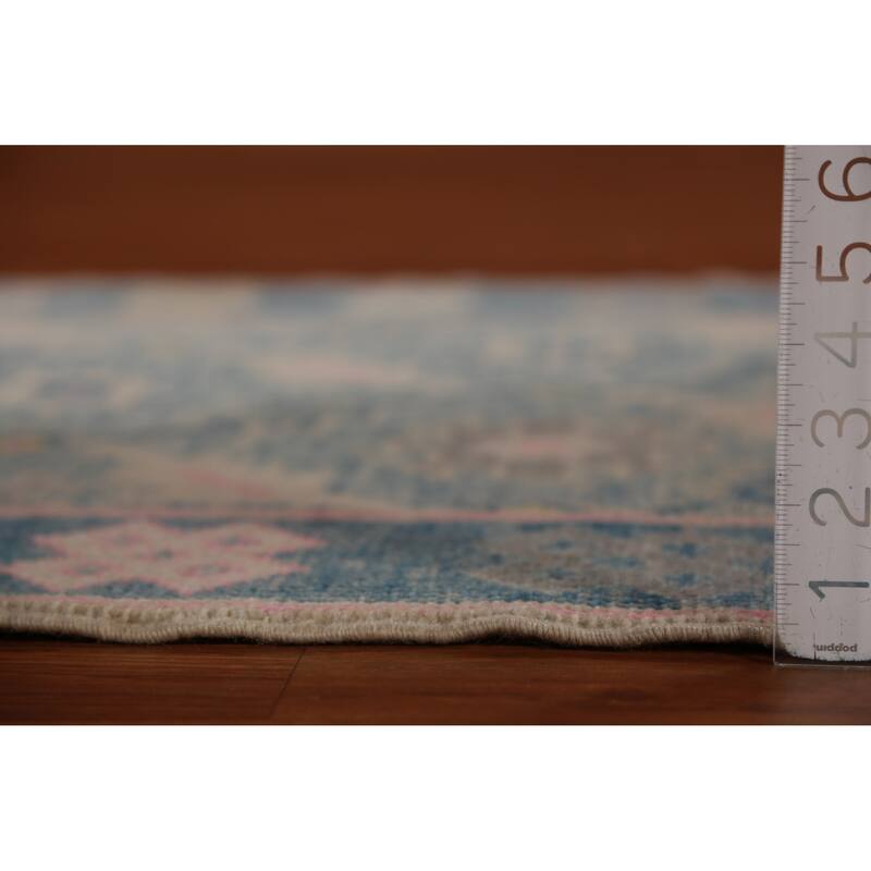 Hand Knotted Oriental 100% Wool Carpet Transitional Floral Navy Blue & Blues Oushak Runner Rug - 16' 7'' X 3' 6''
