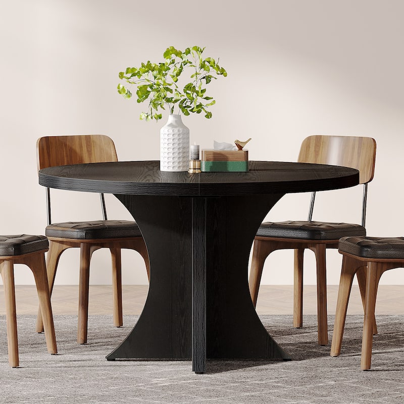 Round Dining Table for 4-6, 47.2" Black Kitchen Table
