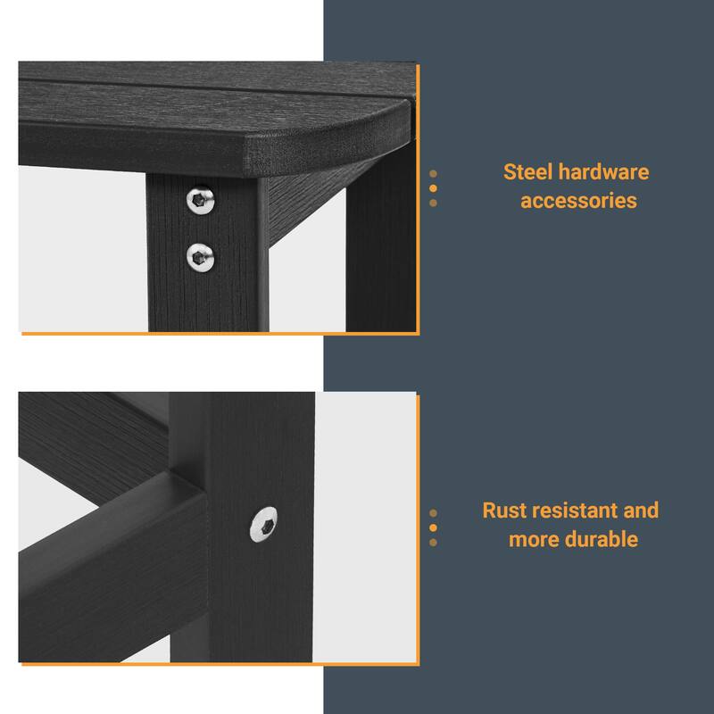 LIVOOSUN Patio Adirondack Plastic Wood Outdoor Side Table for Deck