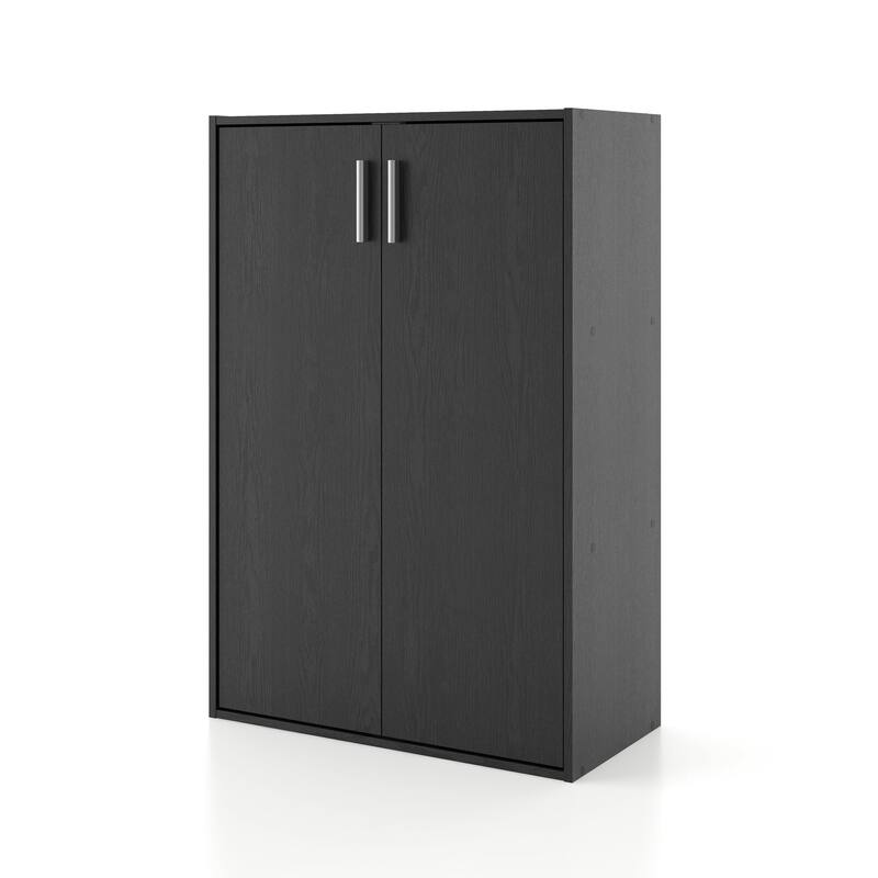 DH BASIC Modern Wood Customizable Stackable Storage Organizer - Cube Shelves, Drawer Cabinet, Bookcase with Doors by Denhour - Cabinet (doors) - Black