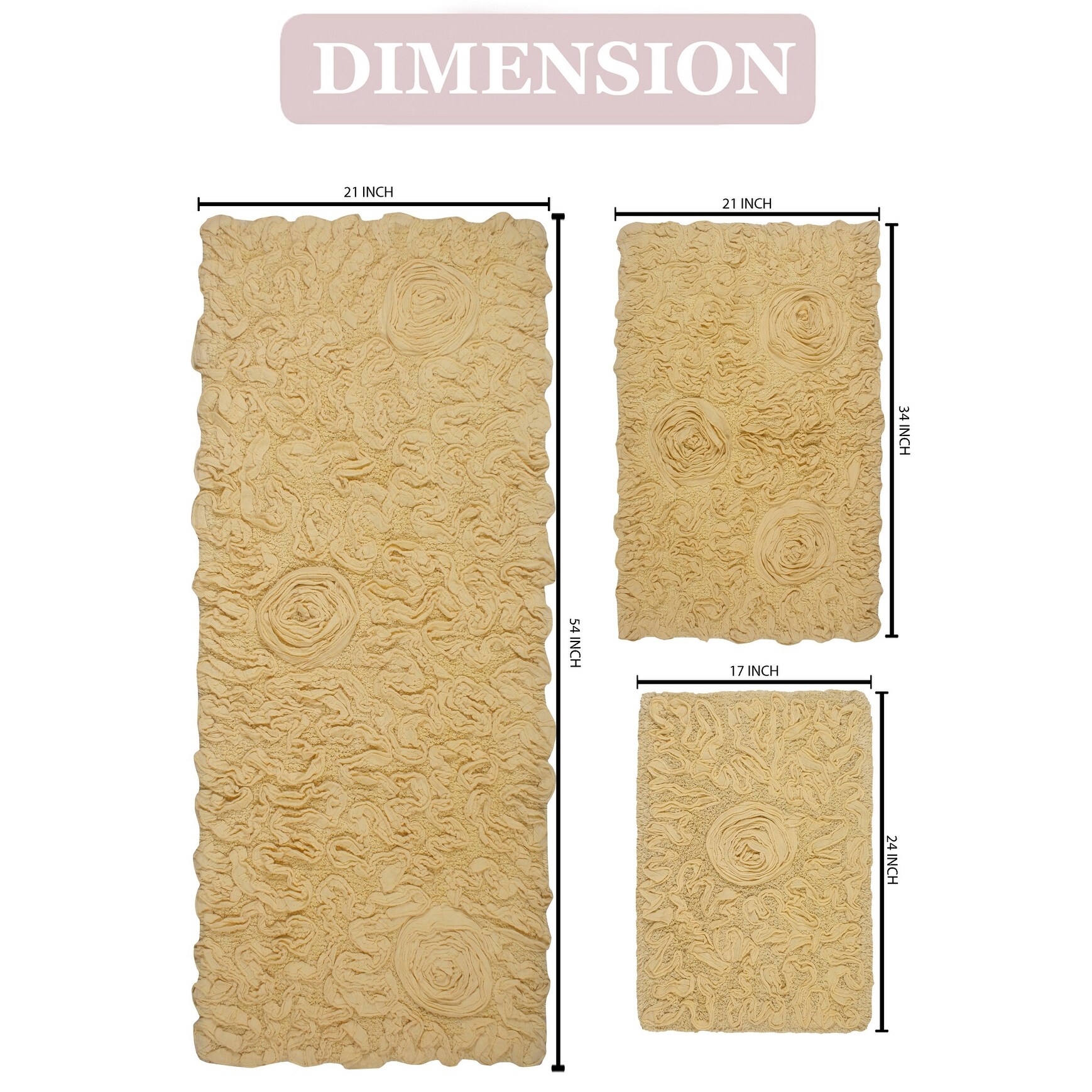 Bell Flower Collection 100% Cotton Non-Slip Bathroom Rug-image