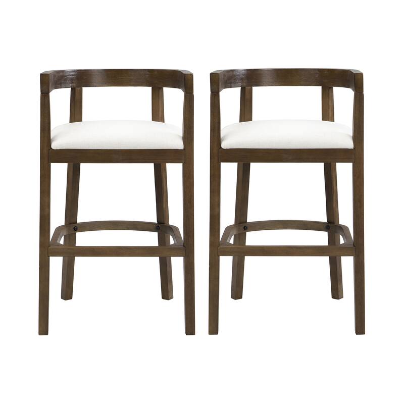 Timel Rubberwood Counter Stool (Set of 2) by Christopher Knight Home - Beige+Walnut - Bar Height