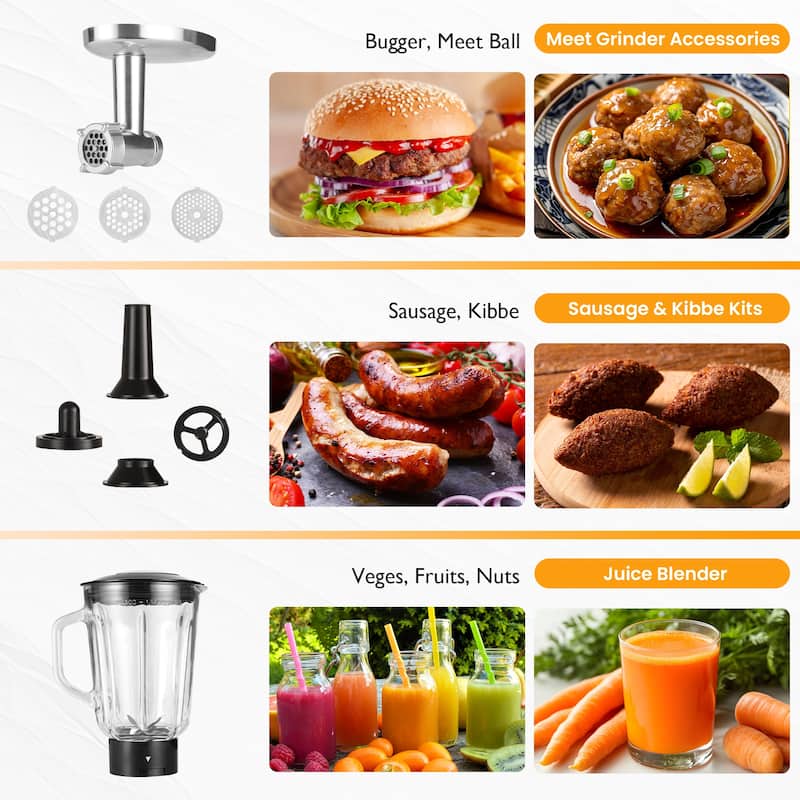 3-in-1 Kitchen Mixer: Stand Mixer, Food Processor & Blender with 6 Speeds and 6.5 Qt Bowl