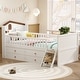 preview thumbnail 1 of 11, Twin Bed Frame with 4 Storage Drawers, Guardrail, Headboard, Ladder, and No Box Spring Needed, White White - Twin