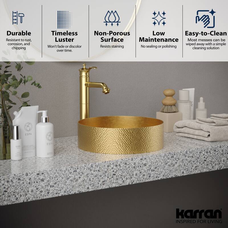 Karran USA CCV100 Cinox 15" Circular Stainless Steel Vessel Bathroom