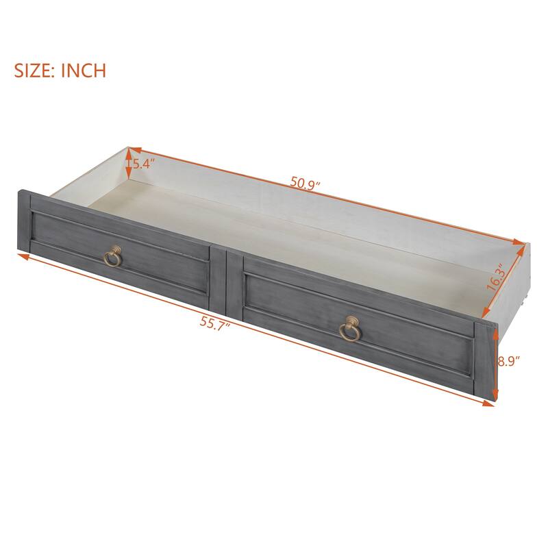 Queen Wall Bed with Built-In Storage Drawers and Rattan Panel Detail, Foldable Cabinet Style Platform Frame for Space Saving