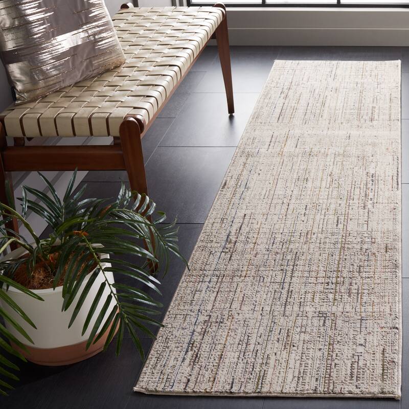 SAFAVIEH Harlow Slip Resistant Renea Oriental Rug - 2' x 8' Runner - Ivory Grey/Rust