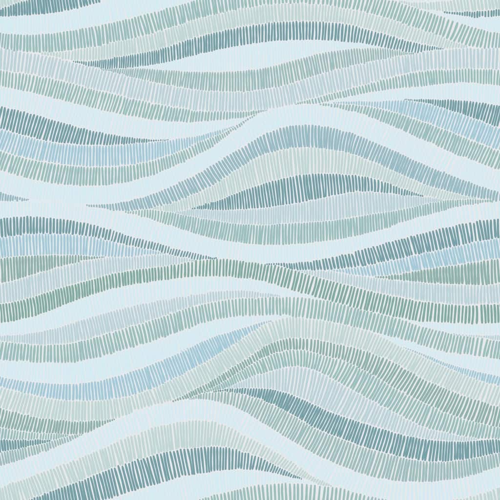RoomMates Blue & Green Mosaic Waves Peel and Stick Wallpaper