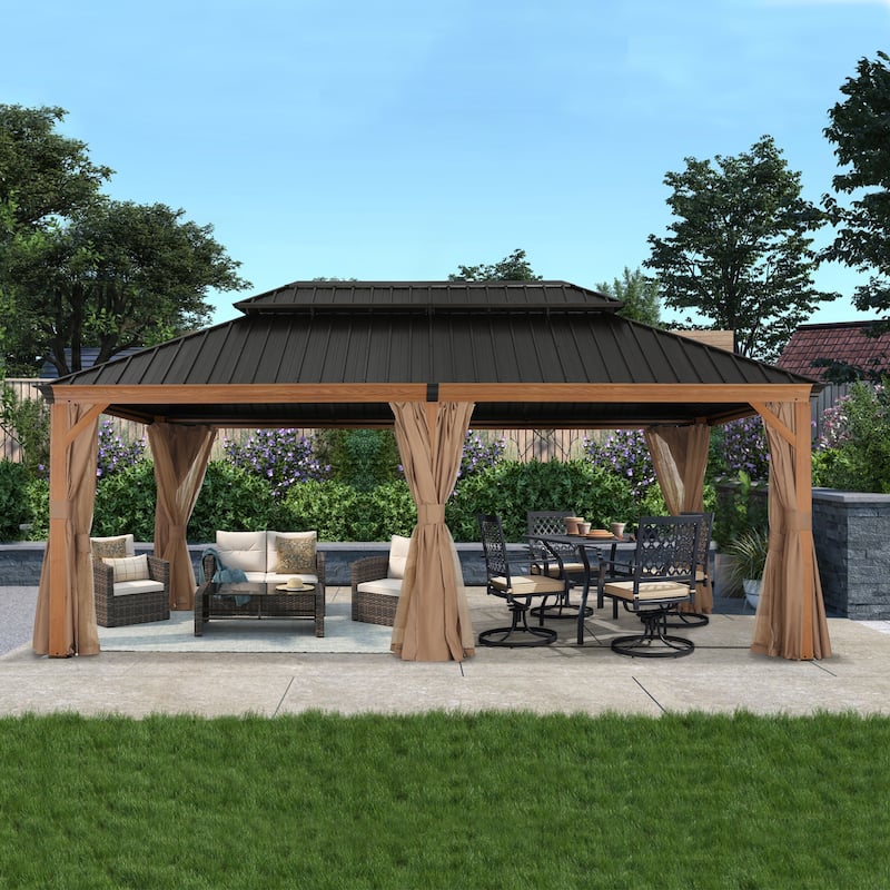 ABCCANOPY Outdoor Hardtop Gazebo with Galvanized Steel Double Roof
