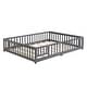 preview thumbnail 4 of 6, Gray Queen Size Wood Floor Bed with Door and Fence for Kids' Rooms