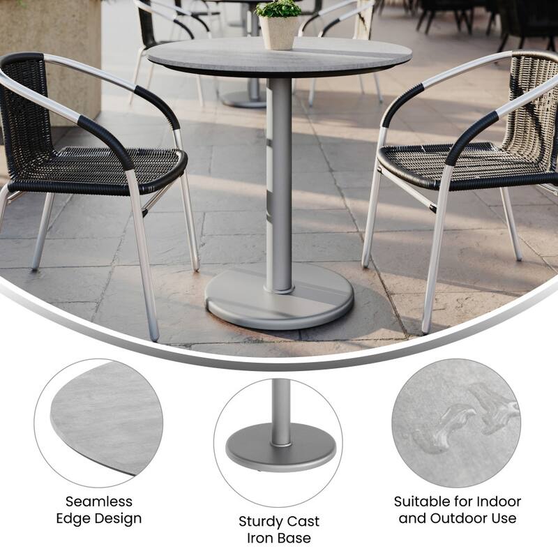 Commercial All-Weather HPL Tabletop with Round Base