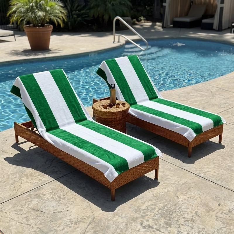 Superior Cabana Cotton Towel/ Chaise Lounge Chair Cover Set of 2