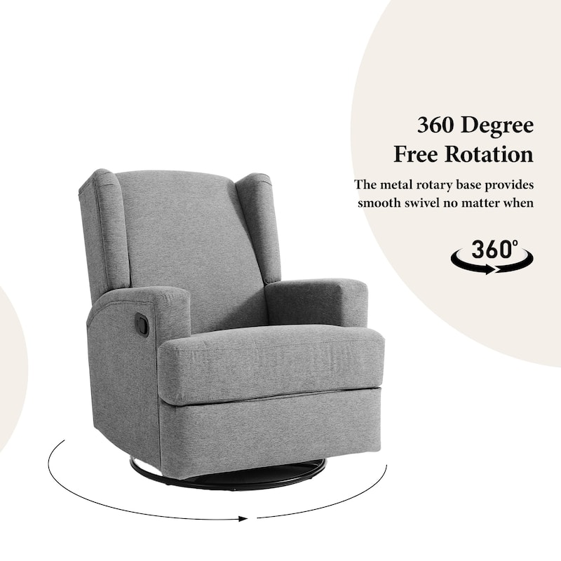 UIXE Upholstered Chenille/Boucle Swivel Glider Rocker Recliner