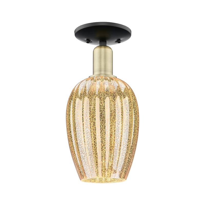 Innovations Lighting 716-1C-13-6 Preston Semi-Flush Preston 6" Wide - Black Antique Brass / Mercury