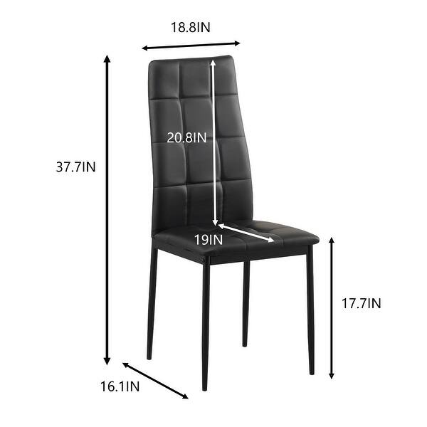 Set of 4 PU Leather High Back Armless Dining Chairs with Metal Legs