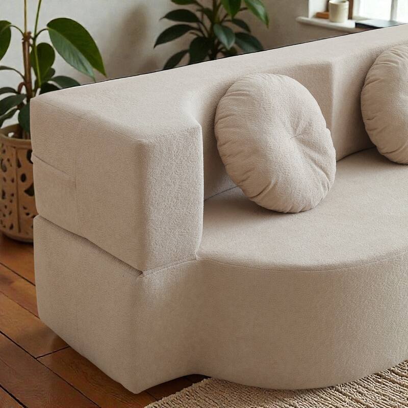 2 in 1 Folding Sofa Bed with Pillow, Twin Sleeper Floor Couch Futon Loveseat, No Assembly Required