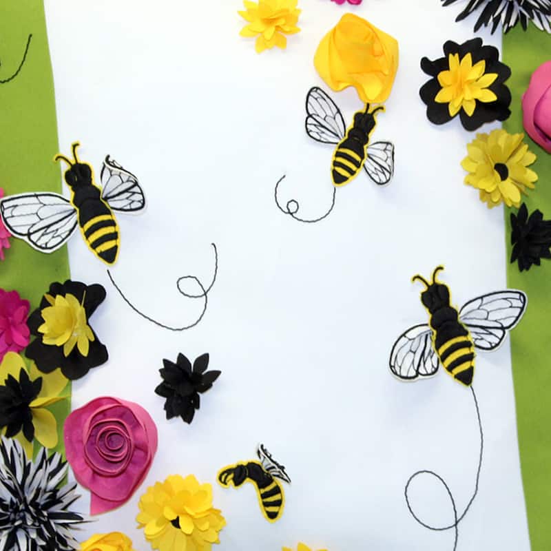 Edie At Home Bees & Flowers Dimensional Indoor/Outdoor Decorative Throw Pillow