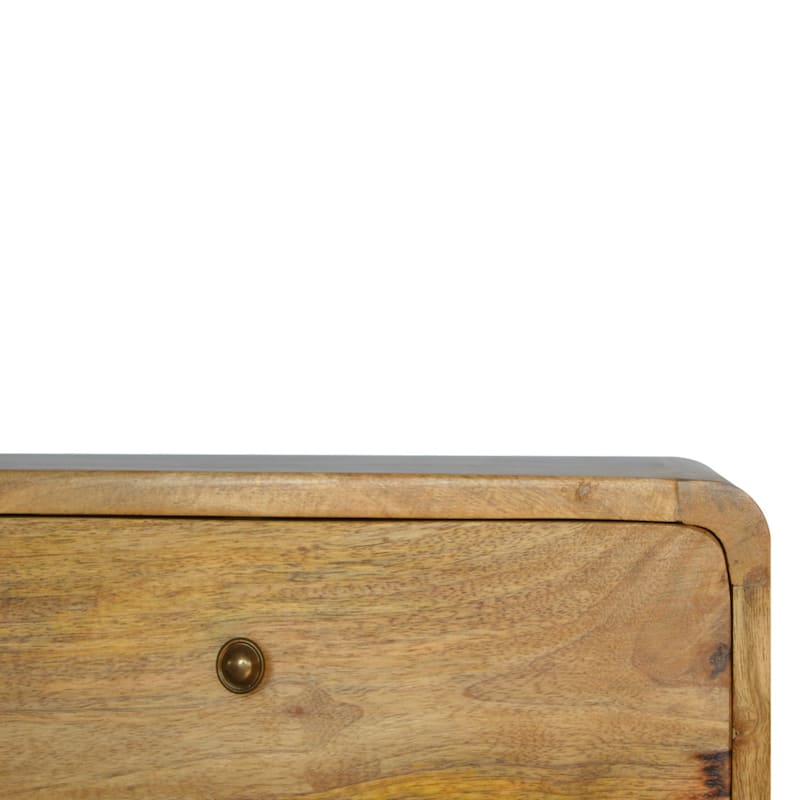 HomeRoots 18" Oak Solid Wood Two Drawer Floating Nightstand
