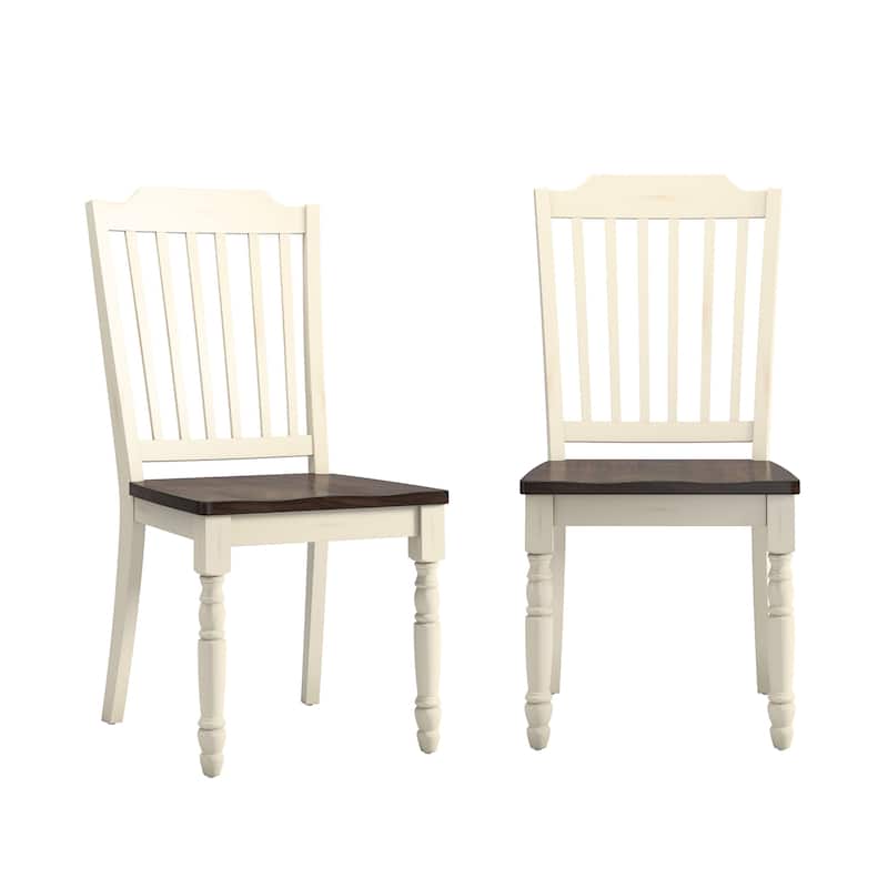 Brunico Two-Tone Antique Dining Chairs (Set of 2) - Slat Back Antique White