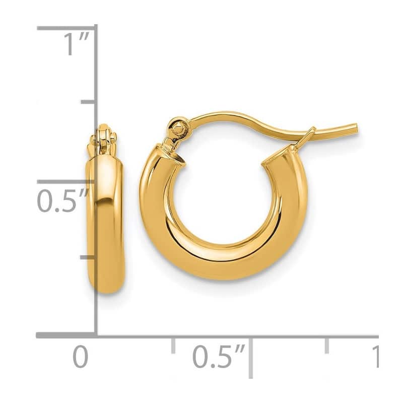 Curata 14k Yellow Gold Polished Polished Hoop Earrings - 14x14mm