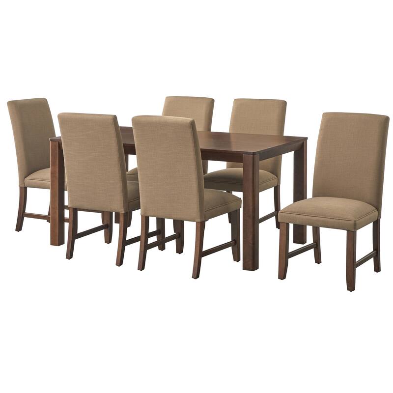 Lifestorey Dakota Dining Set - 7-Piece Walnut/Taupe Solid