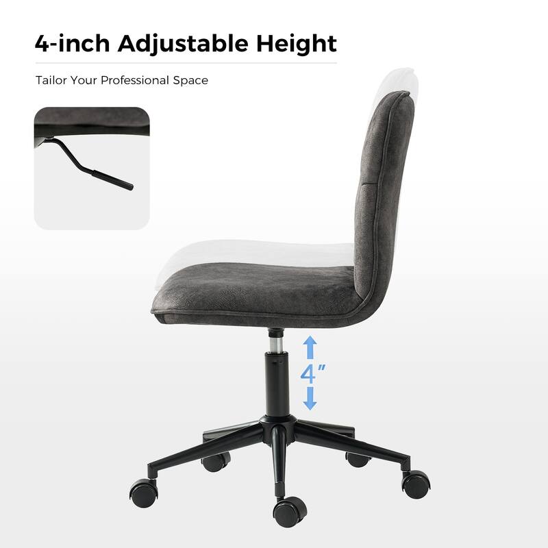 Klaus Upholstered Armless Swivel Task Chair with Tufted Back by HULALA HOME