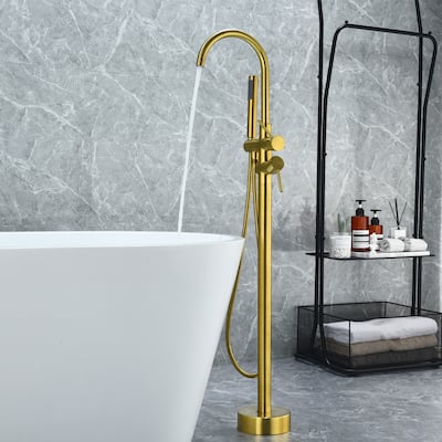 Altair Assens Double Lever Handle Freestanding Floor Mounted Tub Filler with Handshower
