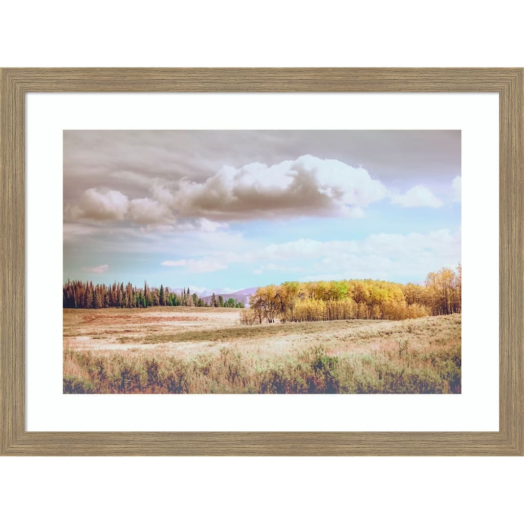 Wyoming Soft Fall Colors by Christy Berry Wood Framed Wall Art Print - Woodgrain Stripe Mocha