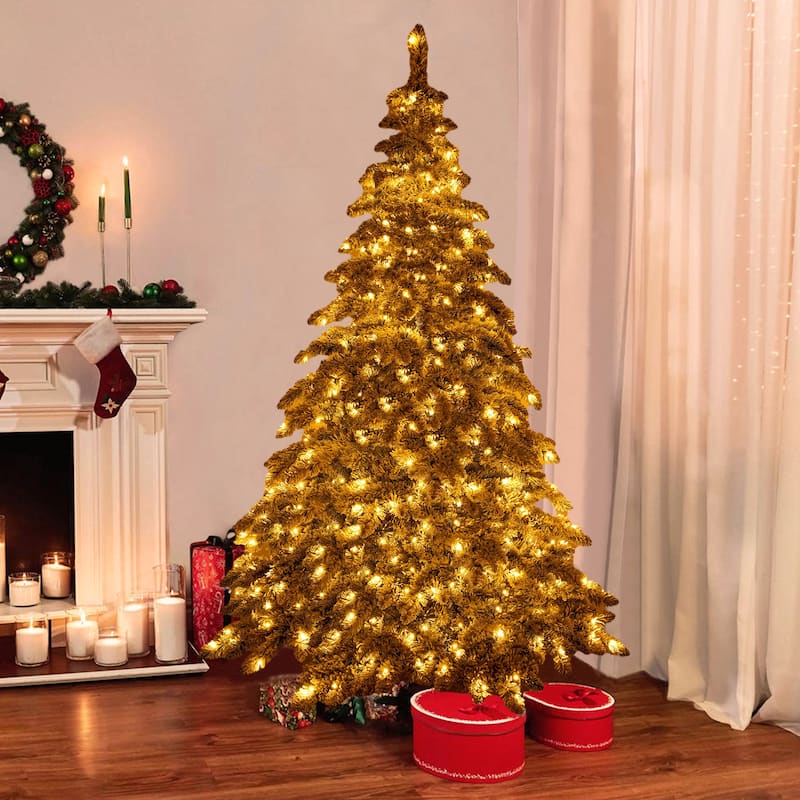 7.5ft Snow Flocked Christmas Tree, Holiday Decoration, 400 Lights