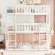 preview thumbnail 1 of 11, White Twin Size Triple Bunk Bed for Kids Bedroom, Rubber Wood Detachable Bunk Floor Bed Frame with Ladders & Guardrails White - Twin