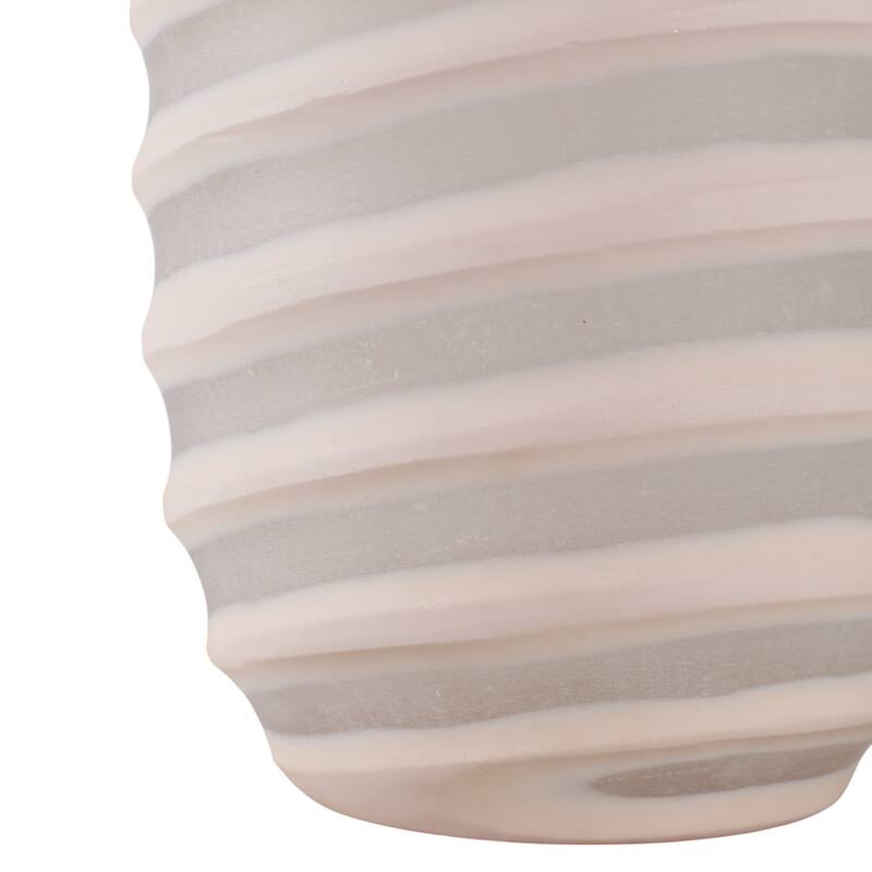 Glass Vase Carved Tall Ribbed Silhouette for Floral Arrangements