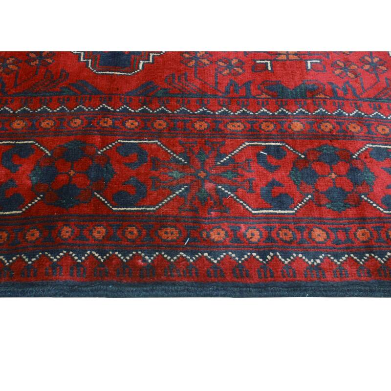 Khamyab Tatiana Red/Navy Runner - 3'0" x 12'8"