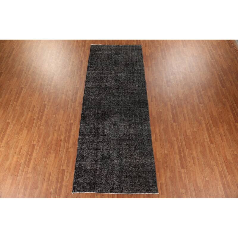 Distressed Over-Dyed Anatolian Turkish Vintage Handmade Wool Carpet - 4'10" x 13'3"