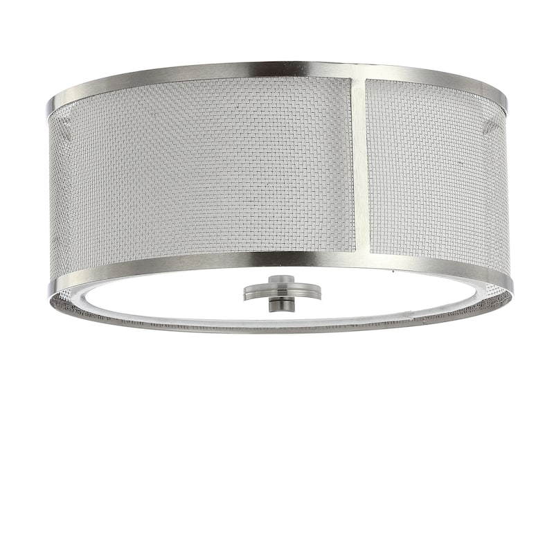 SAFAVIEH Lighting Mafalda Flush Mount - Bronze - 12" x 12" x 5.5" - Nickel/White - 12Wx12Dx6H