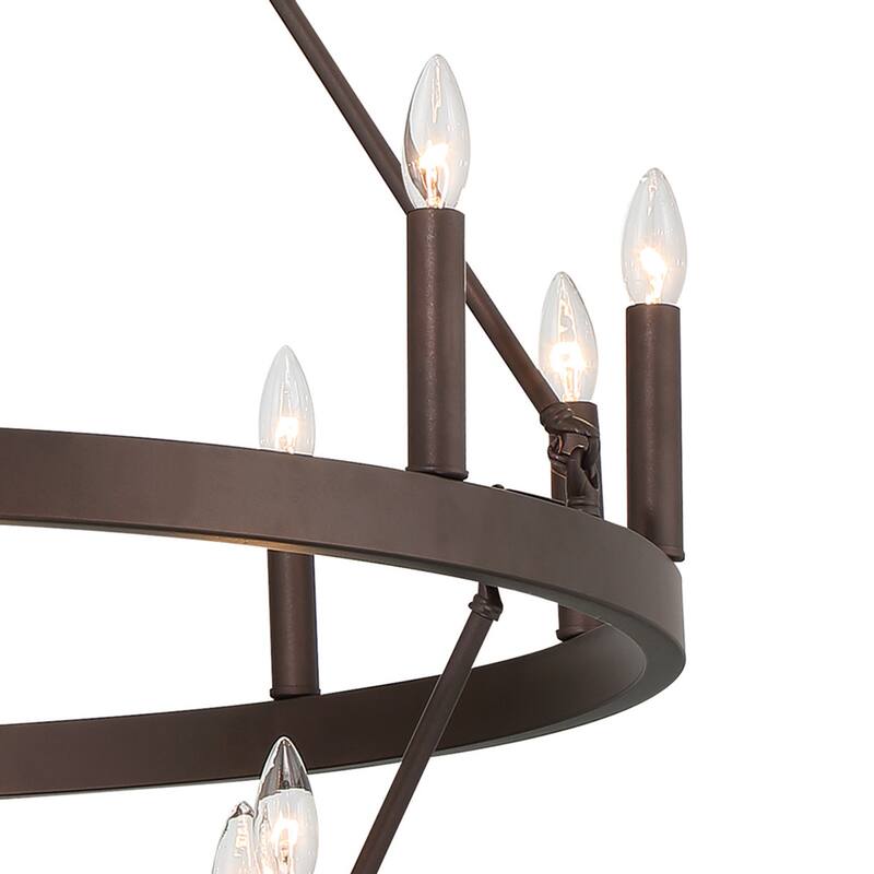 The Gray Barn Highclere Farmhouse 20-light Wagon Wheel Chandelier - 40"x40"x 47.83"